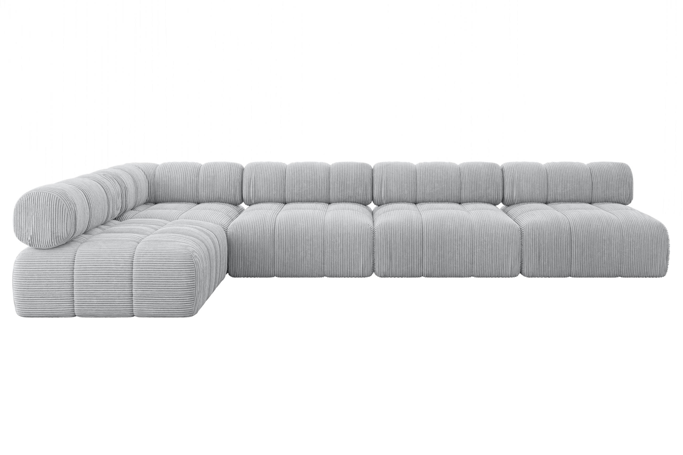 ECKSOFA modulares Sofa Samaro-L3 - 380x190x70 cm Grau Cord - Grau, Holzwerkstoff/Textil (380/190cm) - ALTDECOR