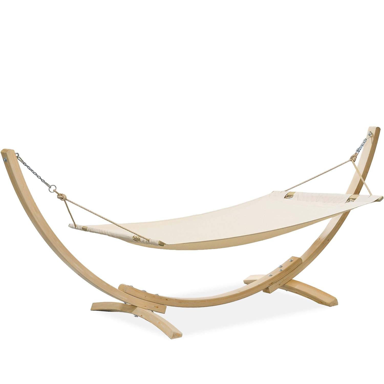 HÄNGEMATTE mit Gestell LENGER ,Creme - Creme, Holz/Textil (357/131/110cm) - KONSIMO®