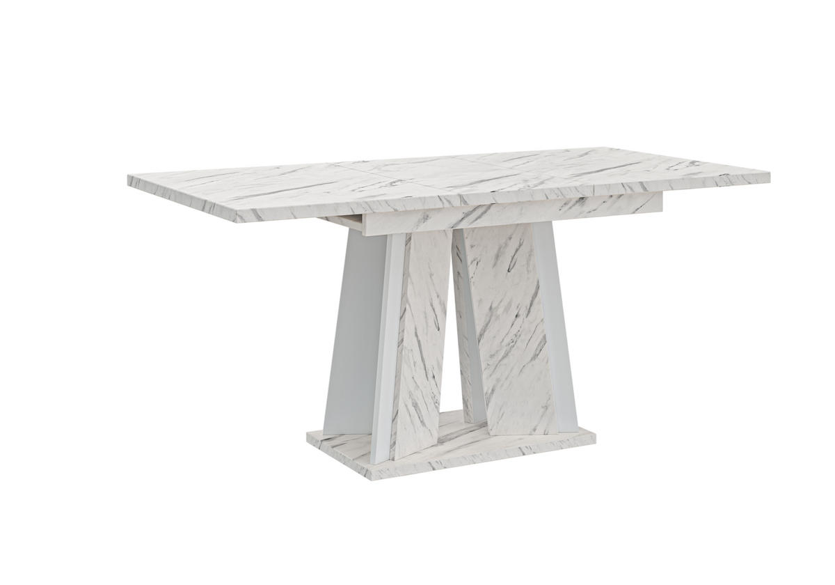 ESSTISCH Ausziehbar 120 - 160 cm Weiß Marmoroptik - Weiß, Holzwerkstoff (120/80/75cm) - PROSPERO