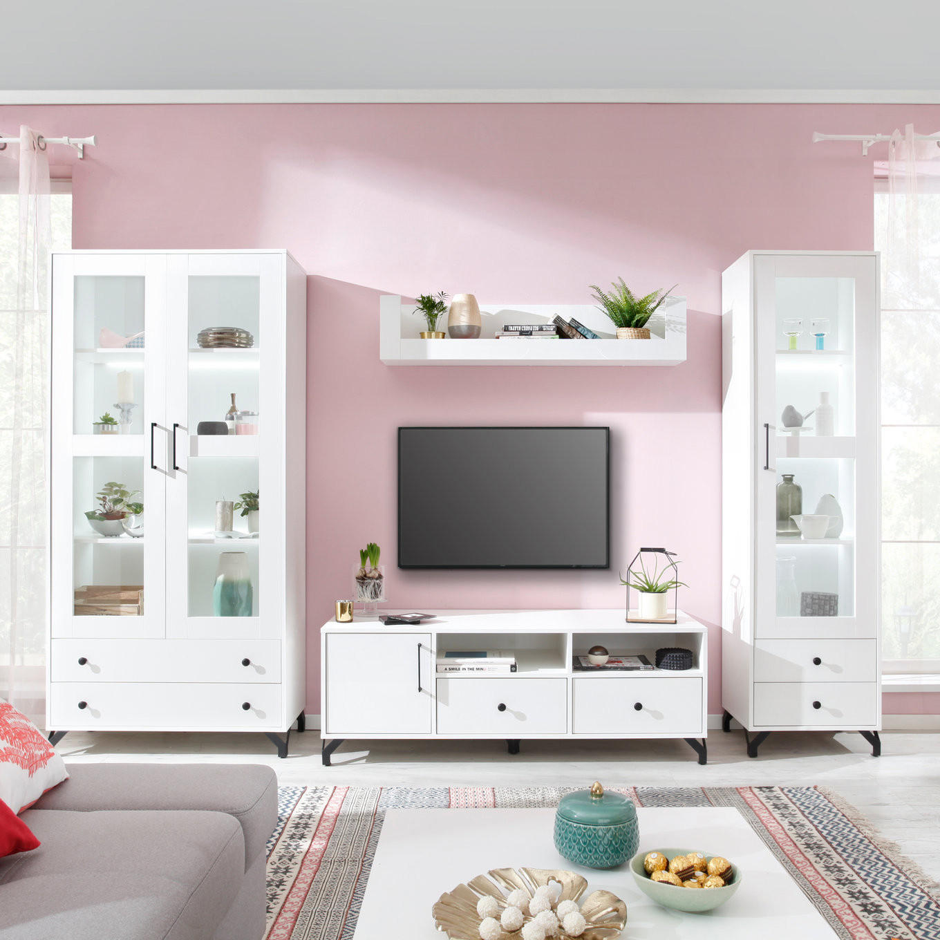 Thumbnail - Beautysofa Bücherregal, Weiß, Holzwerkstoff, 3 Schubladen, 50x190x40 cm, Wohnzimmer, Regale, Bücherregale