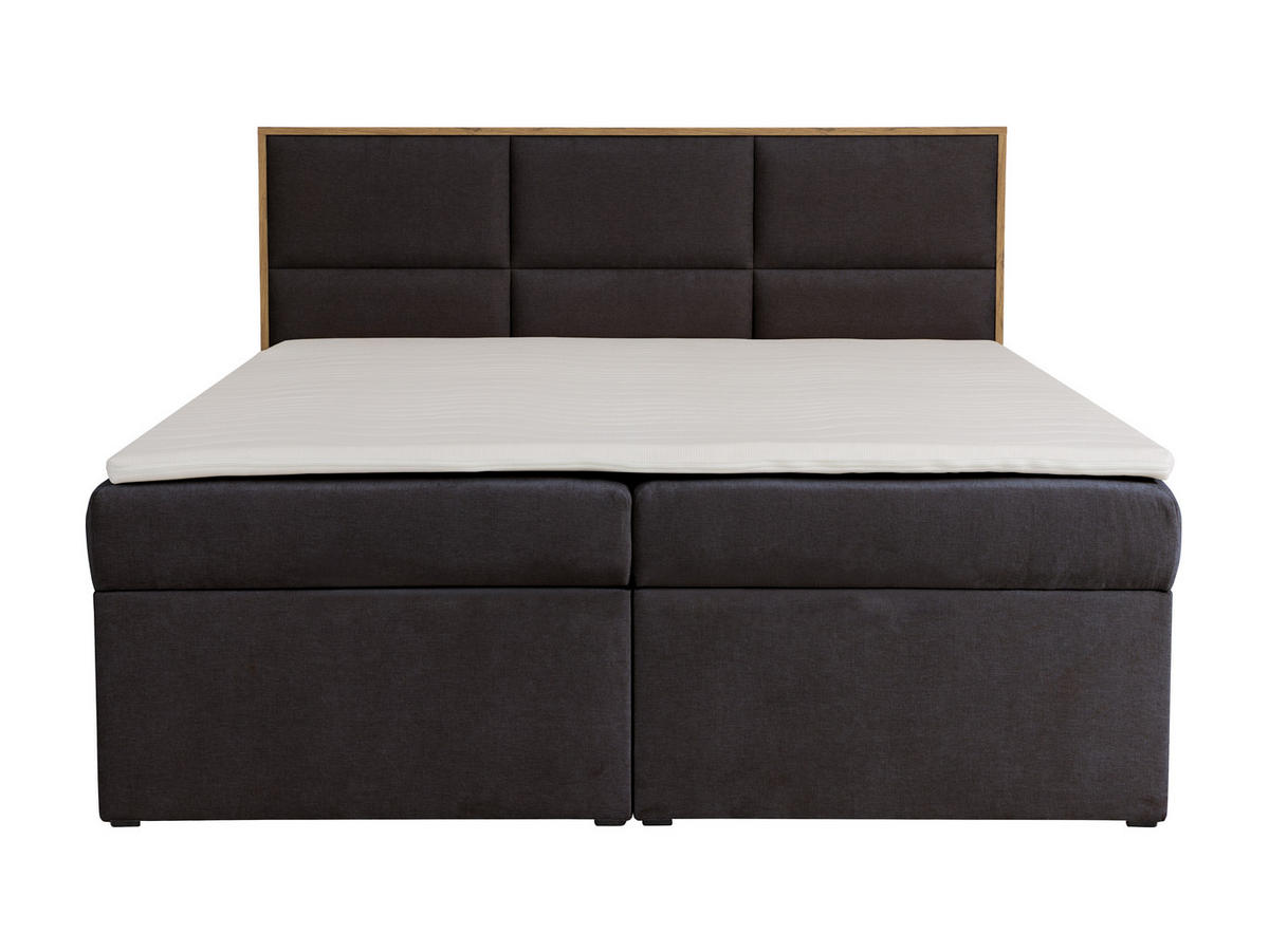 BOXSPRINGBETT ELMA mit Topper und Bettkasten, Anthrazit, 200x200 cm - Anthrazit, Textil (200/200cm) - KS Home Concept