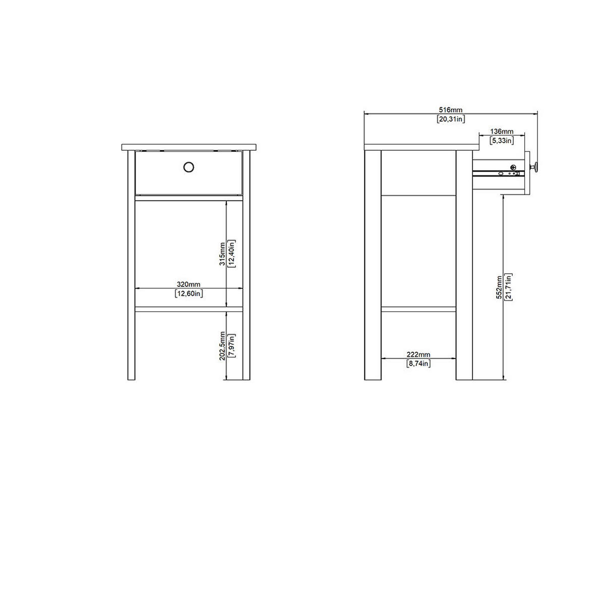 NACHTTISCH, Madrid, Weiß, Holzwerkstoff, 40 x 35 x 71 cm - Weiß, Holzwerkstoff (40/71/35cm) - ebuy24