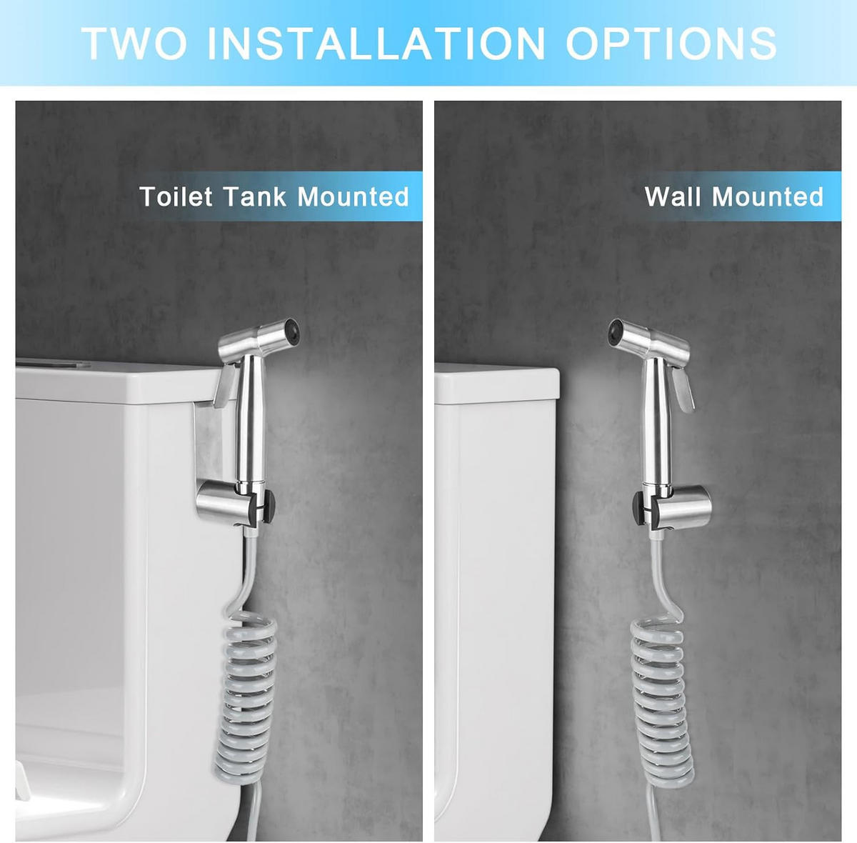 WC-BIDET-AUFSATZ– Silber – Handspülung – G1/2 Umsteller - Silberfarben, Metall (22.5/6/12.5cm)