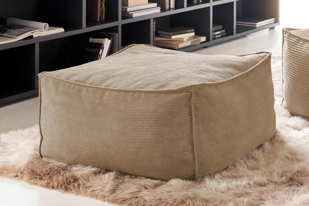 HOCKER ALEA Taupe - Taupe, Textil (86/38/86cm) - KAWOLA