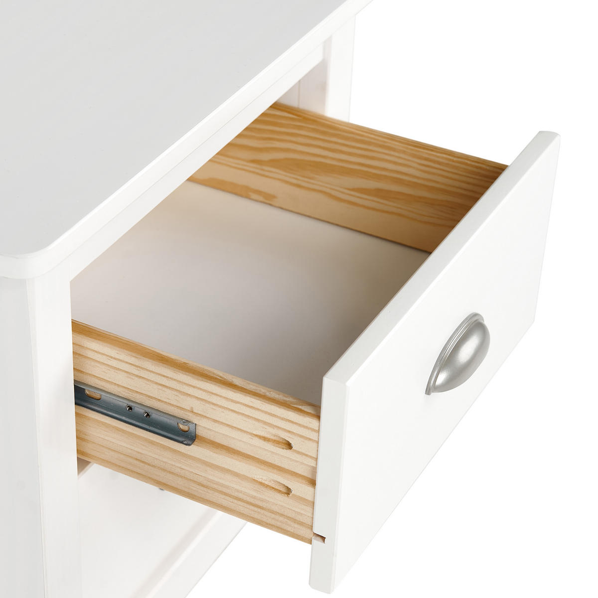 NACHTTISCH Weiß/Silber Shillington - Silberfarben/Weiß, Holz (46/52/35cm) - Beliani