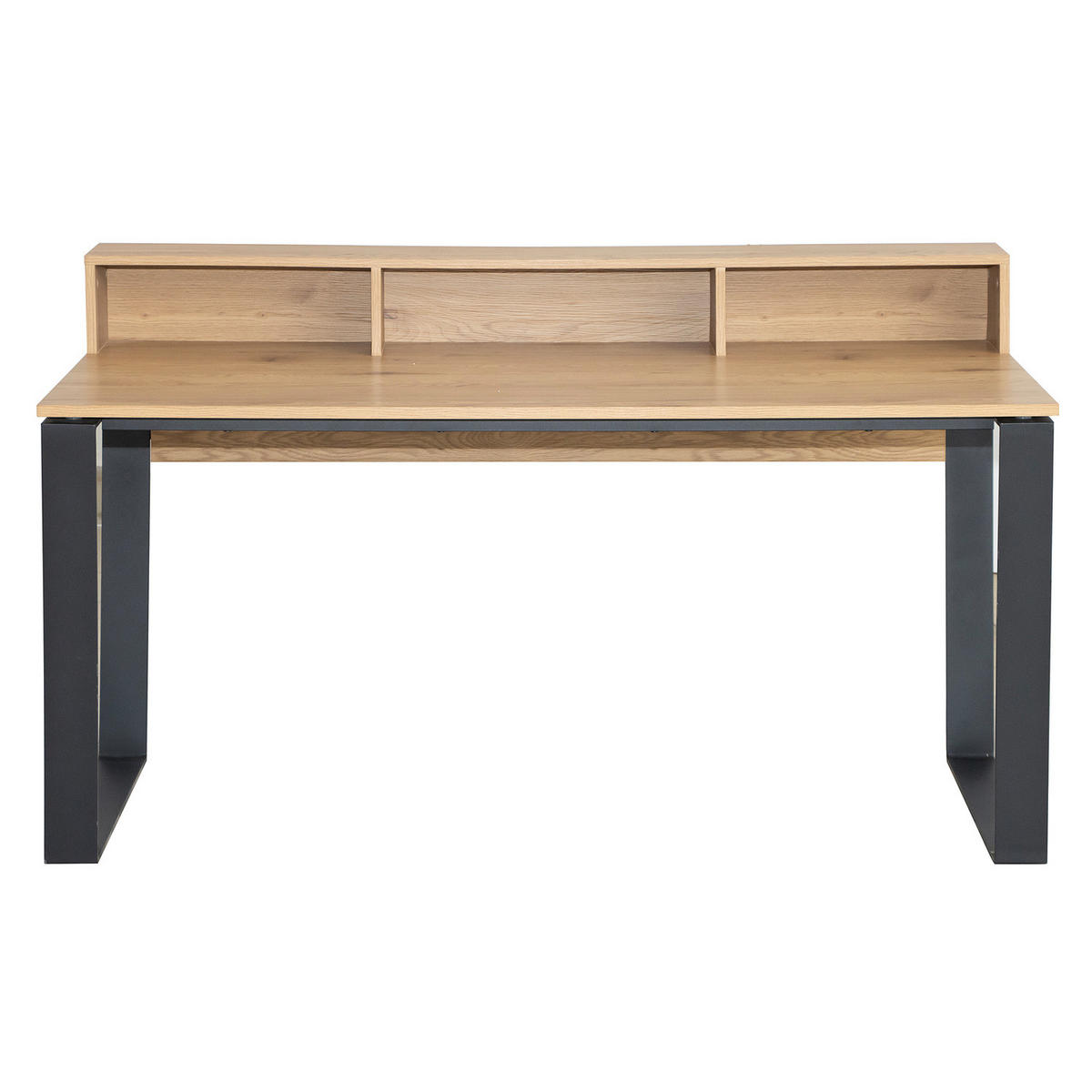 SCHREIBTISCH - Eiche Dekor / Schwarz - Eichefarben/Schwarz, Holzwerkstoff/Metall (80/160/80cm) - home24