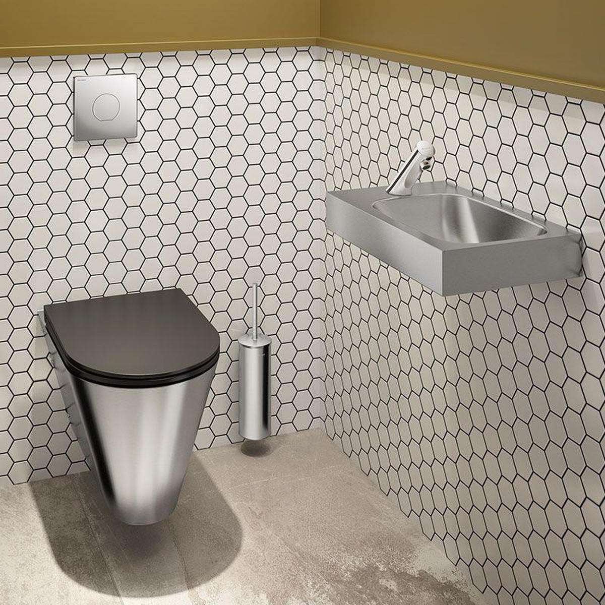 WC-SITZ Slim S21 schwarz Duroplast mit Deckel - Schwarz, Metall (37/5.5/46cm) - Delabie