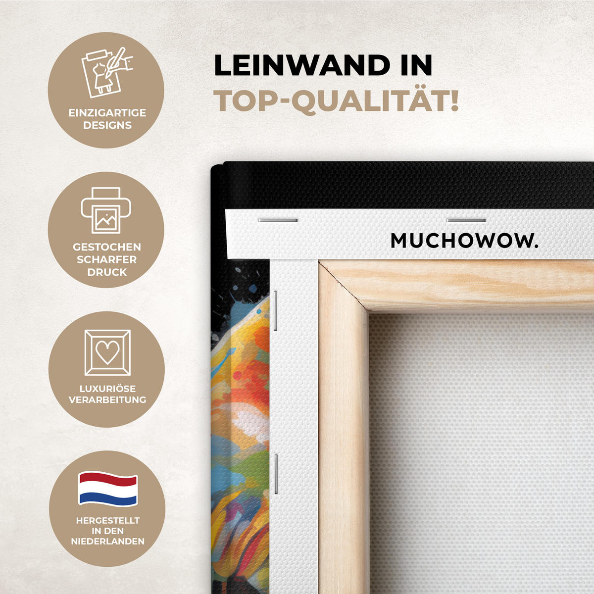 LEINWANDBILD Elefant - Graffiti - Schwarz - Tiere - Farben 30x40 cm - Schwarz, Textil (30/40cm) - MuchoWow