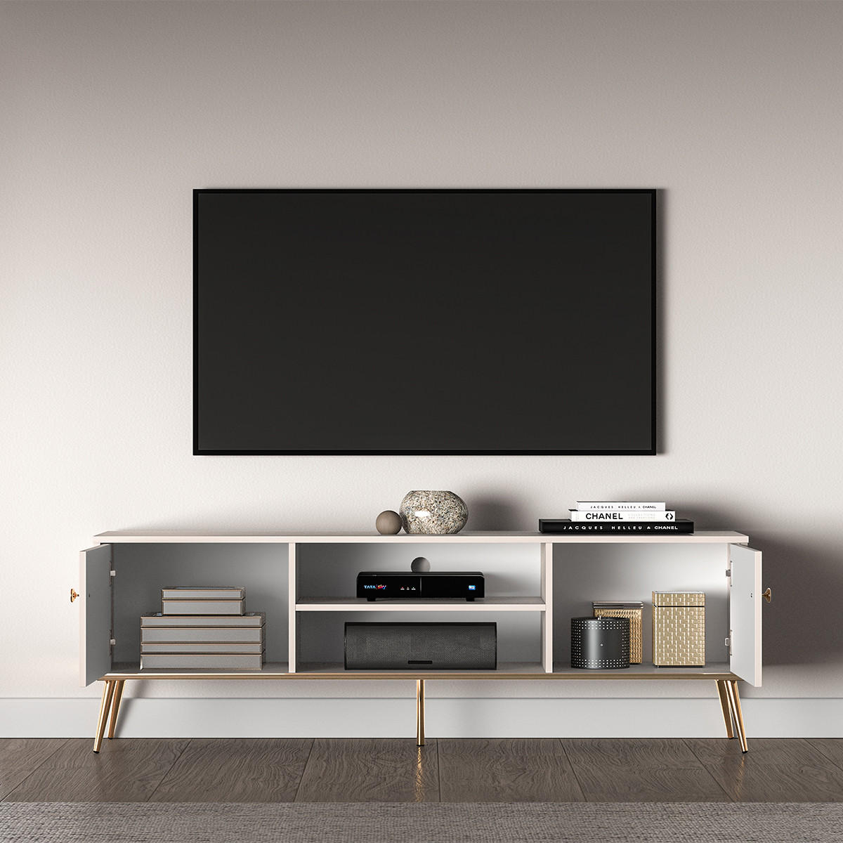 TV-MÖBEL Olivia Kaschmir - Beige, Holzwerkstoff (160/54/40cm) - Petits-meubles