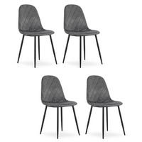 STUHL PIENZA 4-er Set, Grau, mit Samtstoff gepolstert - Anthrazit, Textil/Metall (45/88/51cm) - Komodee