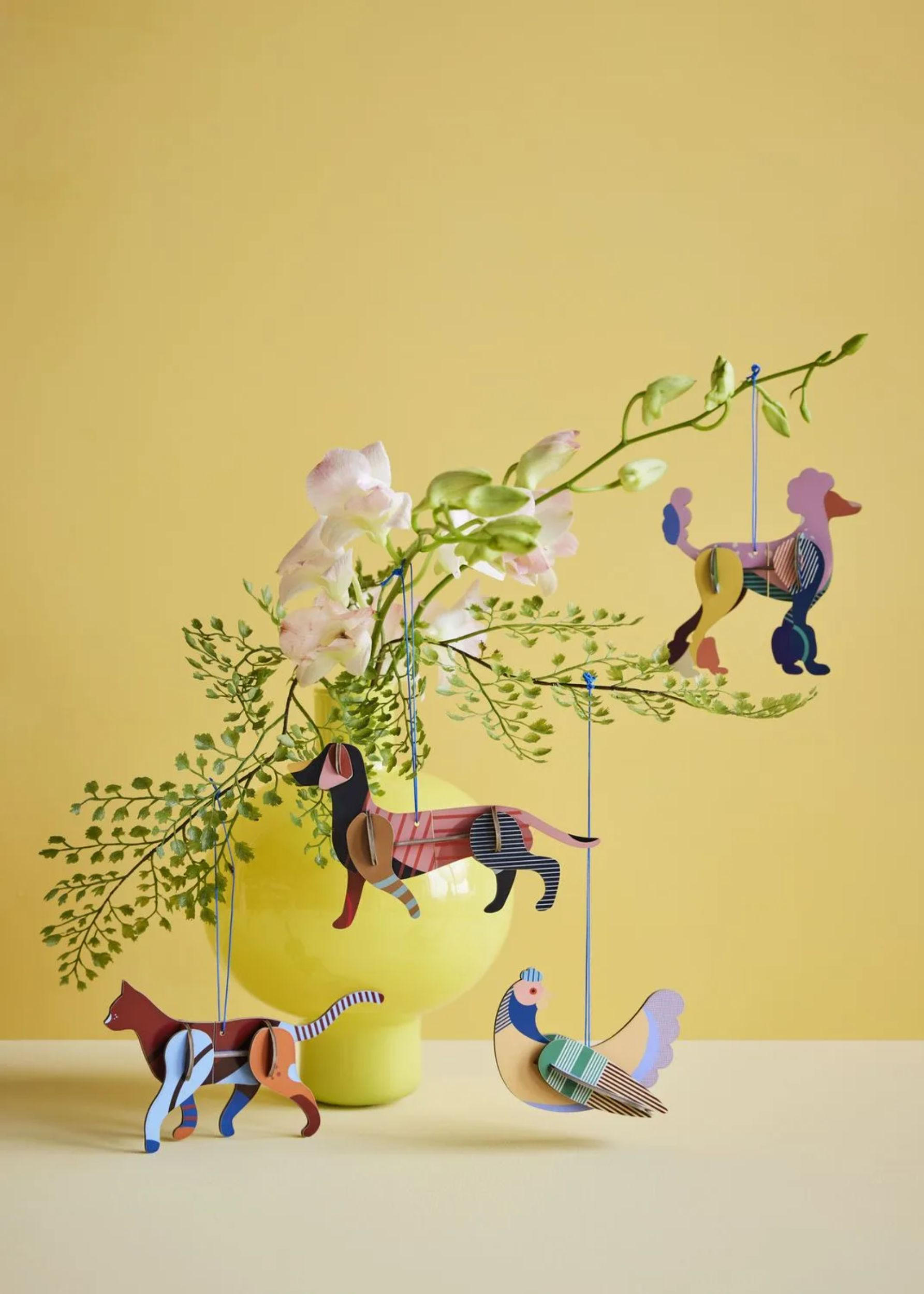 DEKOTIER Pudel, Bastel-Set, 3D Wandobjekt, Studio ROOF - Naturfarben, Karton (9.7/3/9.9cm) - ich-zapfe