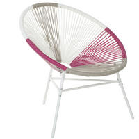 RATTANSTUHL Kunststoff weiß/beige/rosa 76 cm Acapulco - Pink/Beige, Kunststoff (76/85/76cm) - Beliani