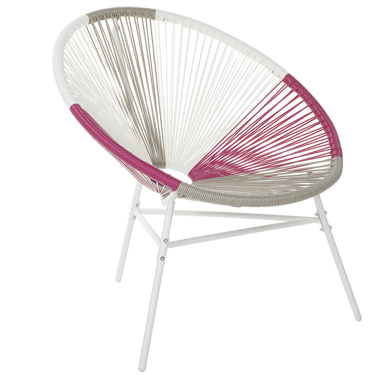 RATTANSTUHL Kunststoff weiß/beige/rosa 76 cm Acapulco - Pink/Beige, Kunststoff (76/85/76cm) - Beliani