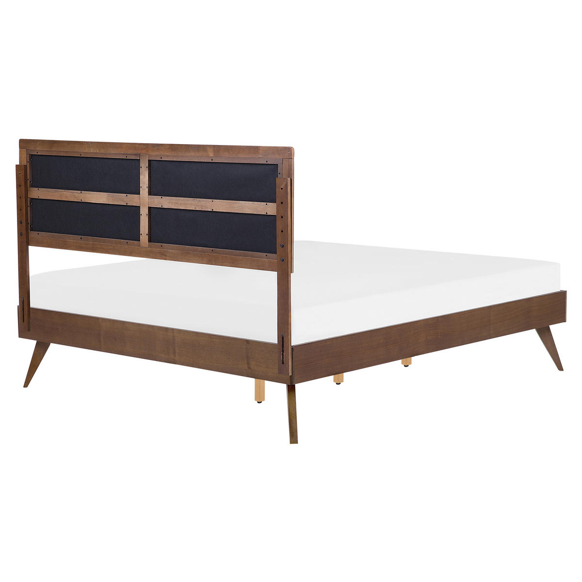 HOLZBETT 160/200 cm Dunkler Holzfarbton Poissy - Dunkelbraun, Holzwerkstoff/Textil (160/200cm) - Beliani