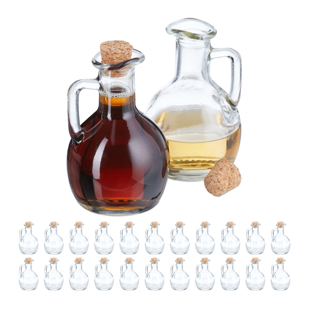 24XFĽAŠE - priehľadné, prírodné materiály/sklo (7.5/12/7.5cm) - Relaxdays