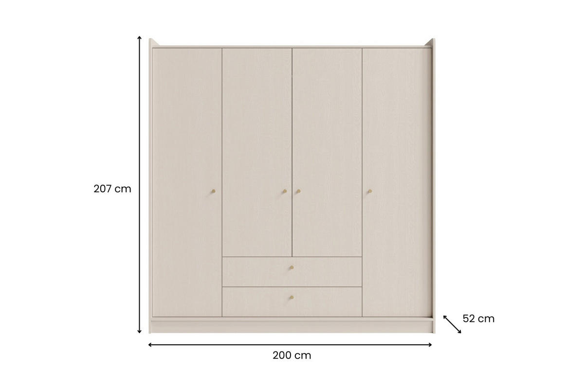 SCHLAFZIMMER Set 4-tlg. – GRANDE System – Beige - Beige, Holzwerkstoff (153.5/91/42cm) - hi-markt