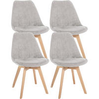 STUHL 4er Set Cord beige - Eukalyptusholzfarben/Beige, Holz/Textil (49/83/50cm) - CLP