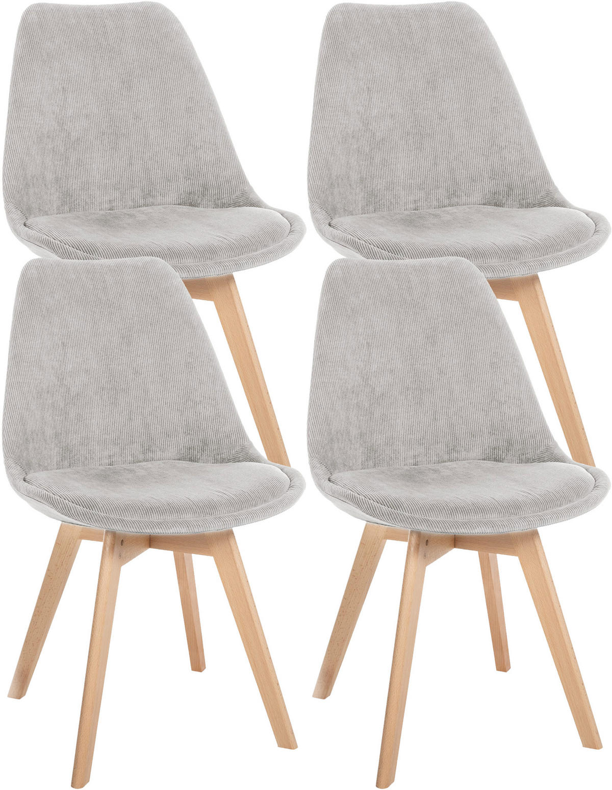 STUHL 4er Set Cord beige - Eukalyptusholzfarben/Beige, Holz/Textil (49/83/50cm) - CLP