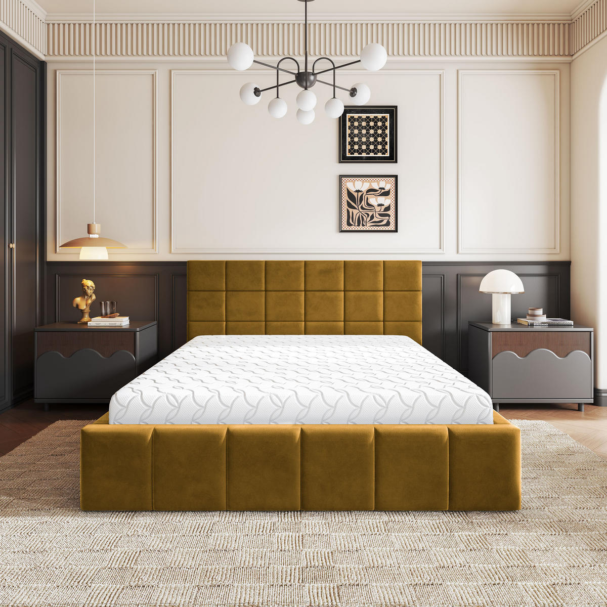 ČALOUNĚNÁ Postel VERTO 160x200 cm Žlutá - žlutá, kompozitní dřevo/textil (160/200cm) - MASSENO