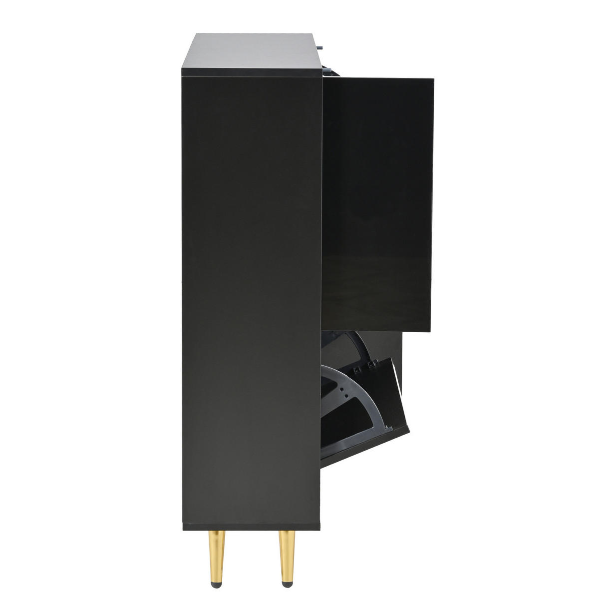 SCHUHSCHRANK aus Spanplatte 80x25x96cm in Schwarz mit 16-farbiger LED - Schwarz, Holzwerkstoff (80/96/25cm) - Modfu