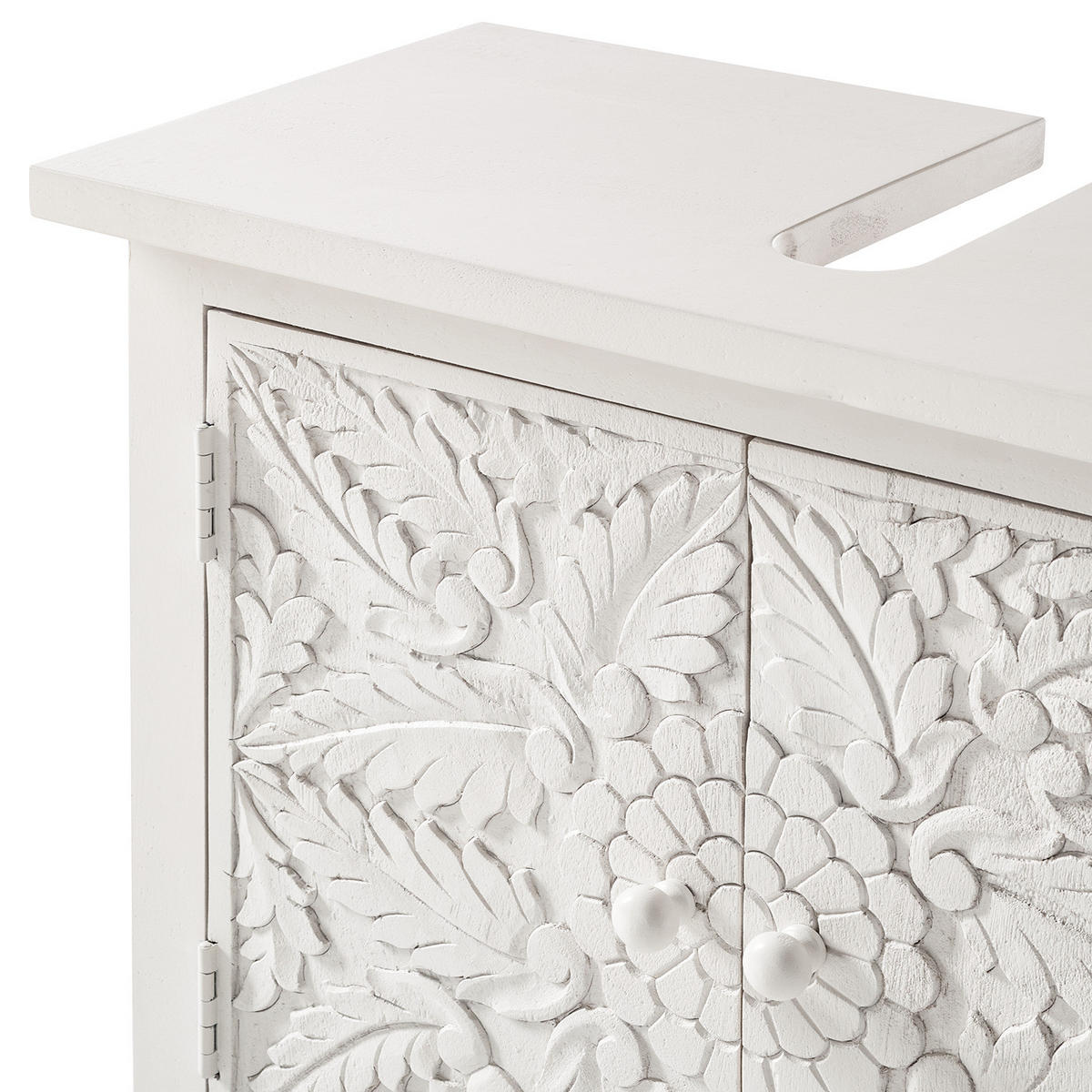 WASCHBECKENUNTERSCHRANK - Mango massiv - Weiß - Weiß, Holz/Holzwerkstoff (70/60/35cm) - home24