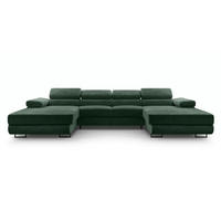 WOHNLANDSCHAFT Arborio Dunkelgrün 352/202/90 cm mit Schlaffunktion - Dunkelgrün/Schwarz, Textil/Metall (352/90/202cm) - AX Living
