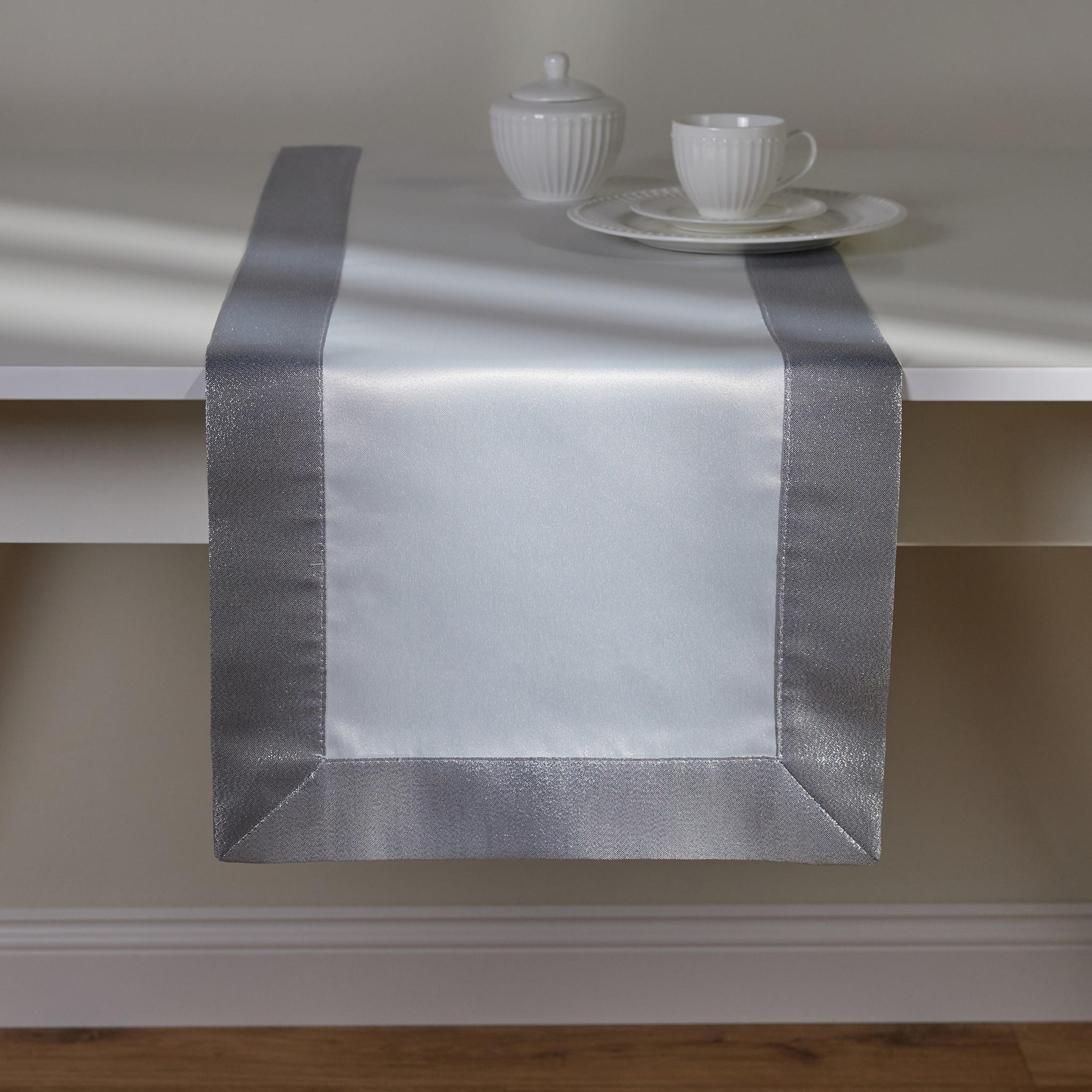 TISCHLÄUFER Kholio - Silberfarben, Textil (180/35/1cm) - home&you