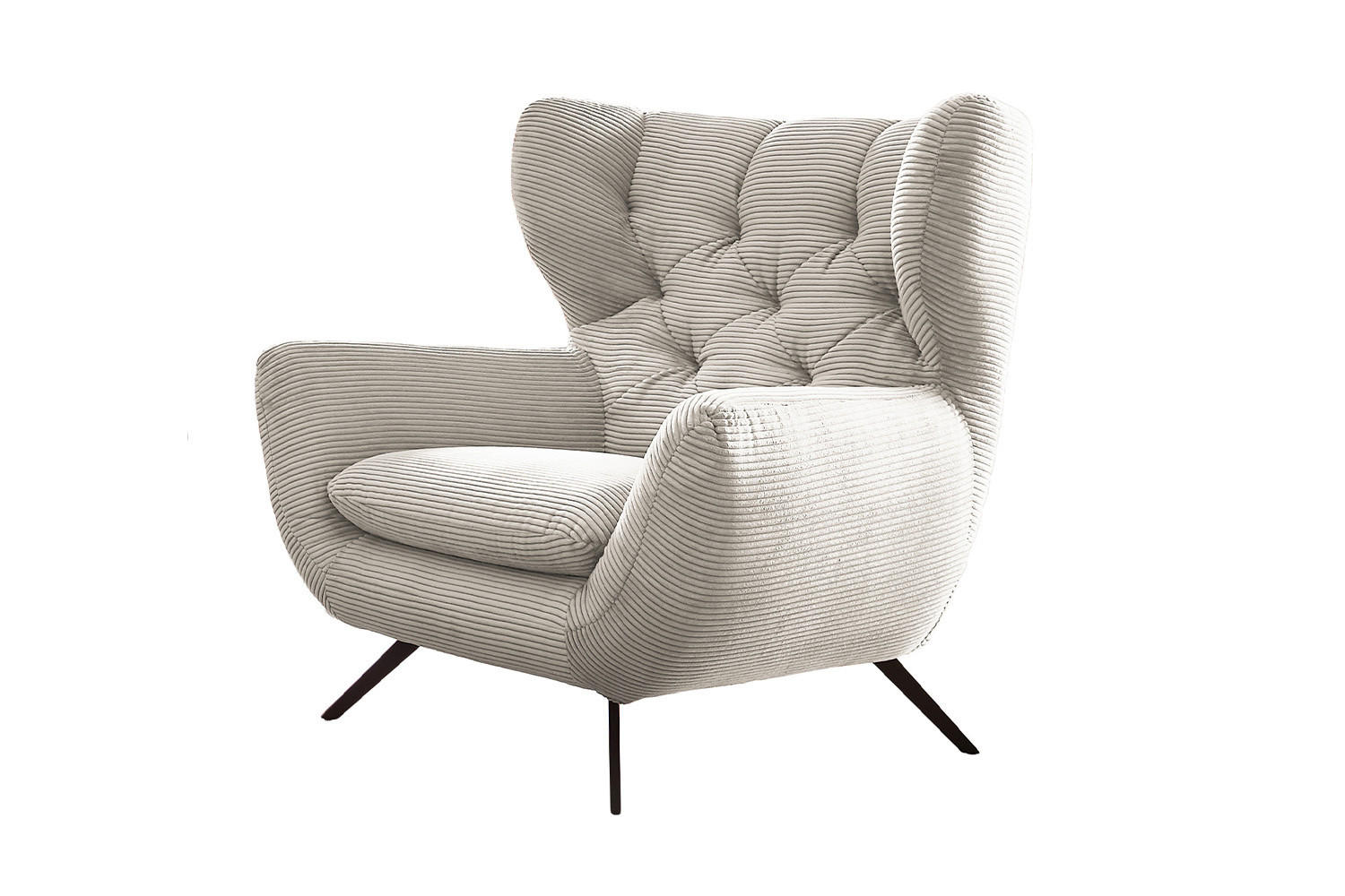 SESSEL CHARME Cremeweiß - Creme/Schwarz, Textil/Metall (100/106/95cm) - KAWOLA