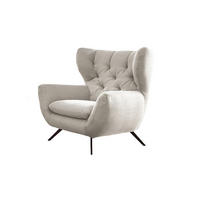 SESSEL CHARME Cremeweiß - Creme/Schwarz, Textil/Metall (100/106/95cm) - KAWOLA