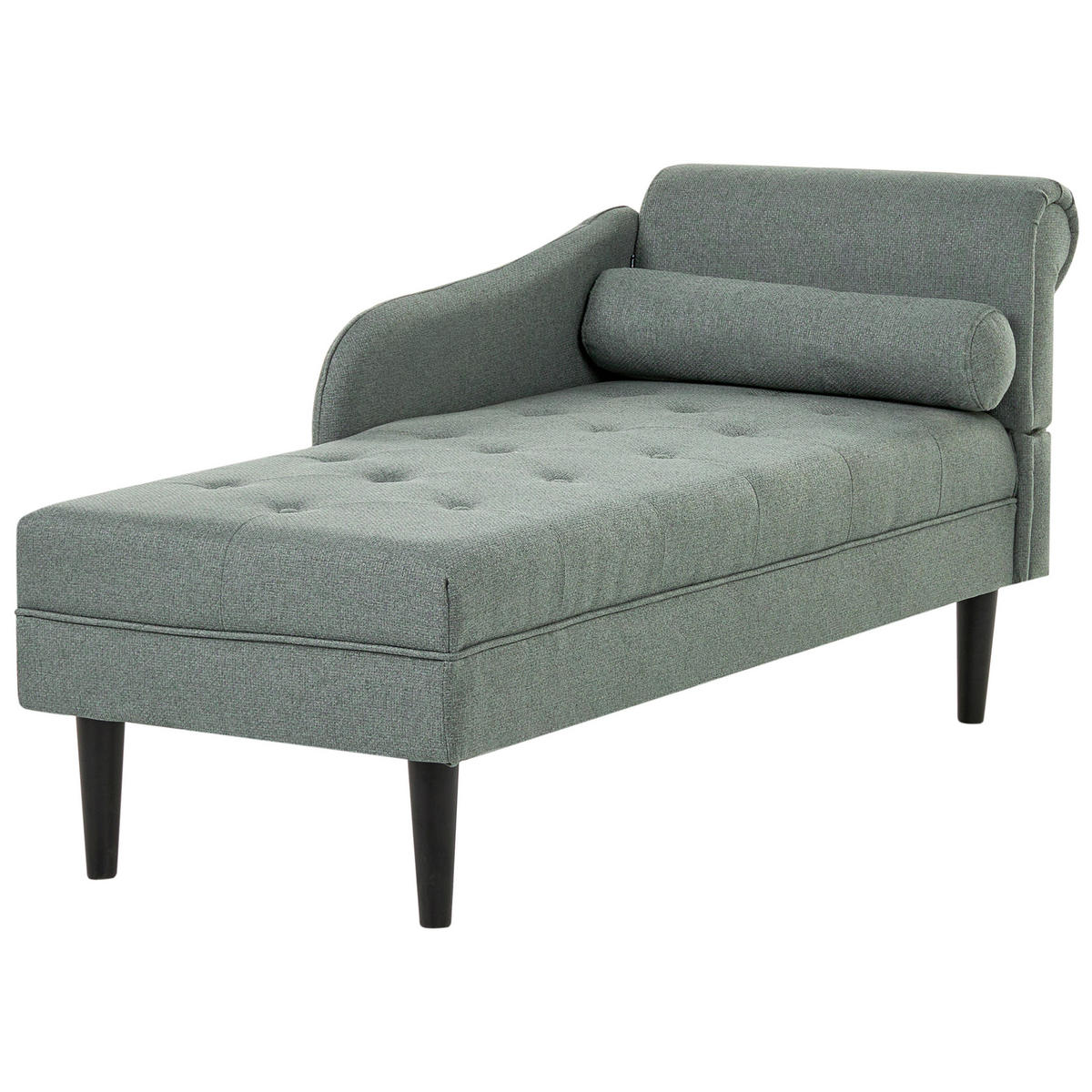 ČALOUNĚNÉ LEHÁTKO CHAISE LONGUE PRAVOSTRANNÉ Látka Zelené Yvoire - černá/zelená barva, textil (68/72/151cm) - Beliani