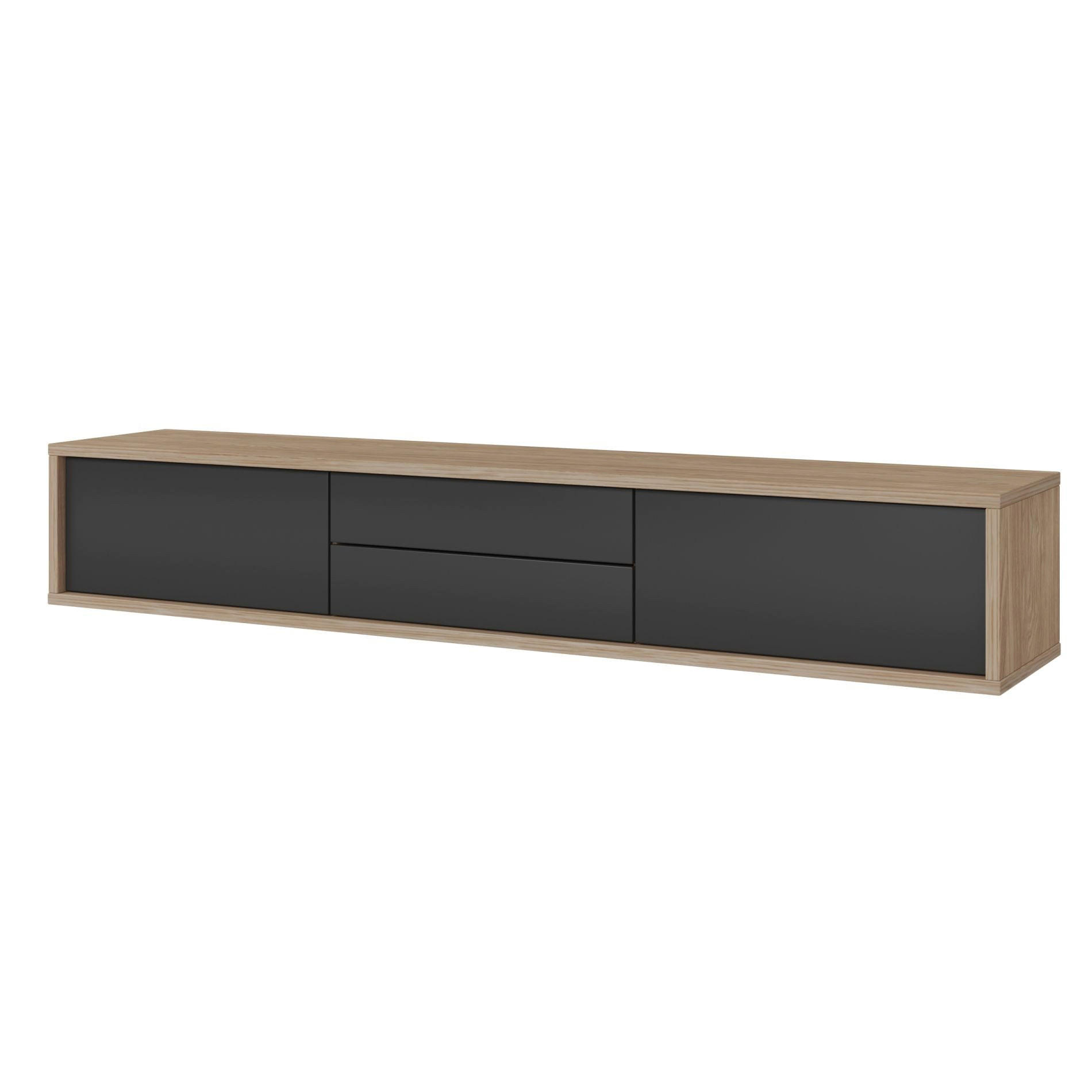 TV-LOWBOARD Moddern Eiche / Anthrazit mit Schubladen 180/32/36 cm - Anthrazit/Beige, Holzwerkstoff (180/32/36cm) - Selsey