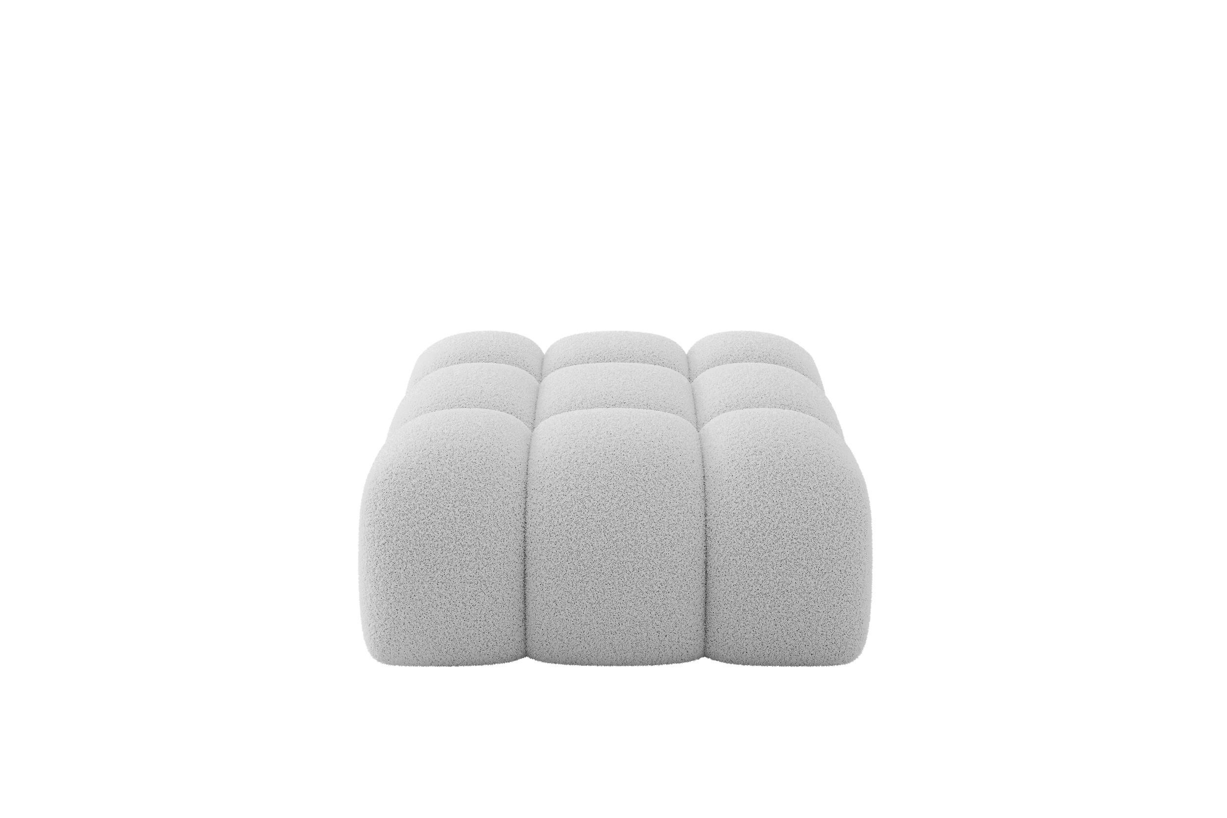 POUF OLEA-PUF 91x87x44 cm Hellgrau Bouclé Modular Sitzhocker - Hellgrau/Schwarz, Holzwerkstoff/Kunststoff (91/44/87cm) - ALTDECOR