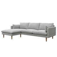 ECKSOFA mit Longchair - Webstoff - Buchefarben/Hellgrau, Buchenholz/Textil (242/150cm) - home24