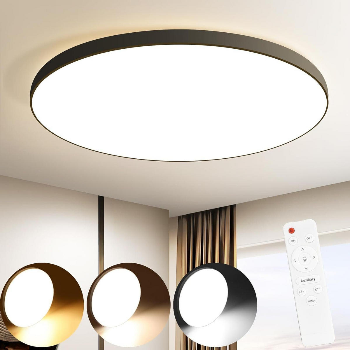 LED-DECKENLEUCHTE Quirinus 28/28/3 cm - Schwarz, Kunststoff (28/28/3cm) - Nettlife