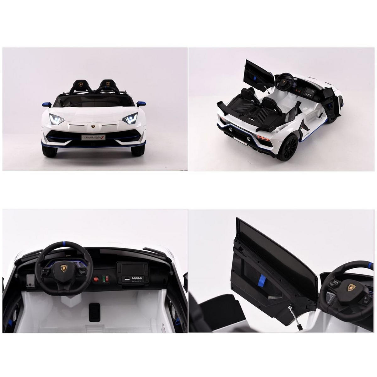 KINDER ELEKTROAUTO Lamborghini Aventador SVJ Xago weiß EVA-Reifen, Kunstledersitz, lizenziert, Zweisitzer, 12V 7Ah Akku - Weiß, Kunststoff (133/80/53cm) - Es-Toys