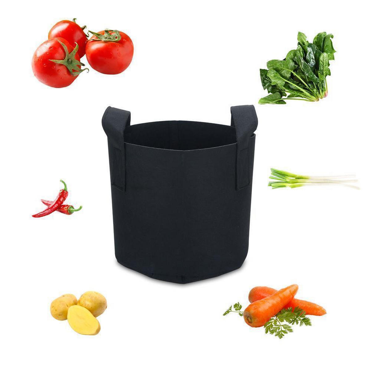 PFLANZSACK Vliesstoff 60/40 cm (2-tlg. Set) - Schwarz, Textil (40/60cm) - Intirilife