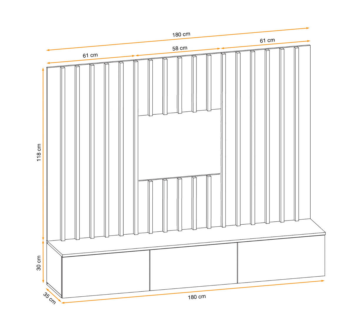 WOHNWAND grau, Artisan Eiche 180 cm, Schrankwand mit Push-top-Open - Eiche Artisan/Grau, Holzwerkstoff (180/148/35cm) - Furn.Design