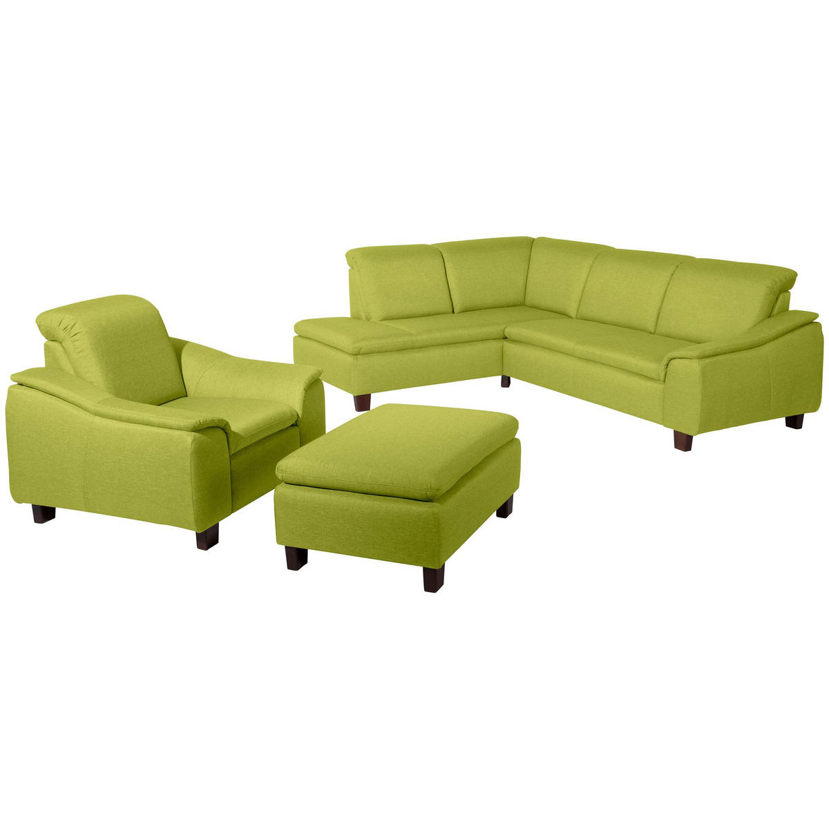 ECKSOFA mit Ottomane links Kaylil Flachgewebe apfel - Apfelbaumfarben, Kunststoff (187/247cm) - 58aufmkessel