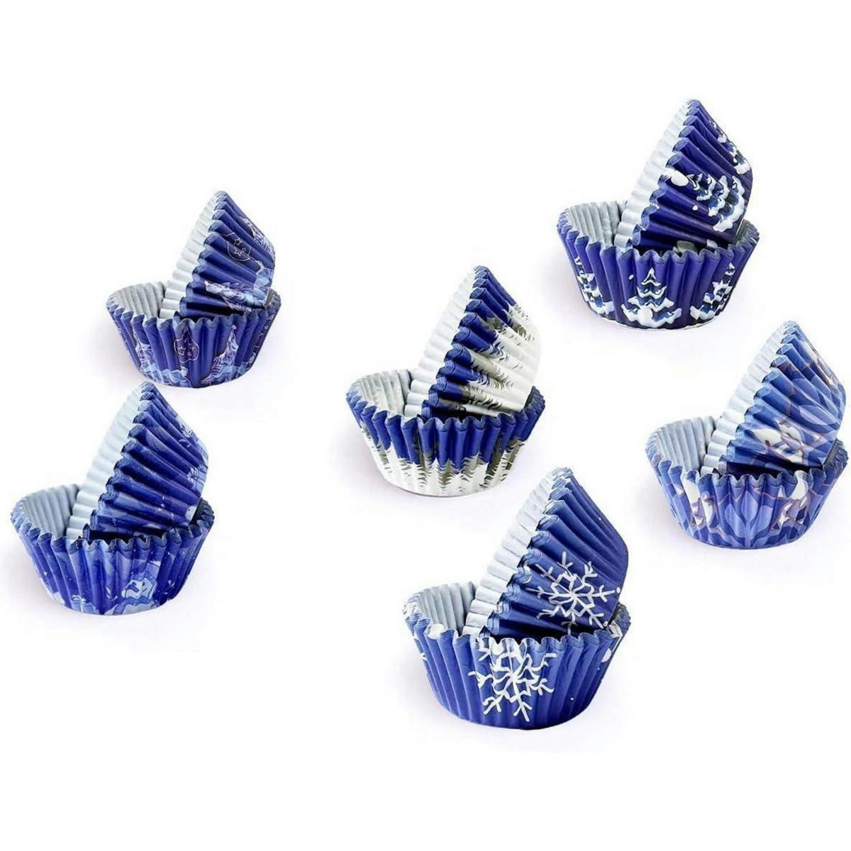 MUFFINFÖRMCHEN 300 Stück Set Weihnachtsmotiv Blau - Multicolor, Papier (317/210/317cm)