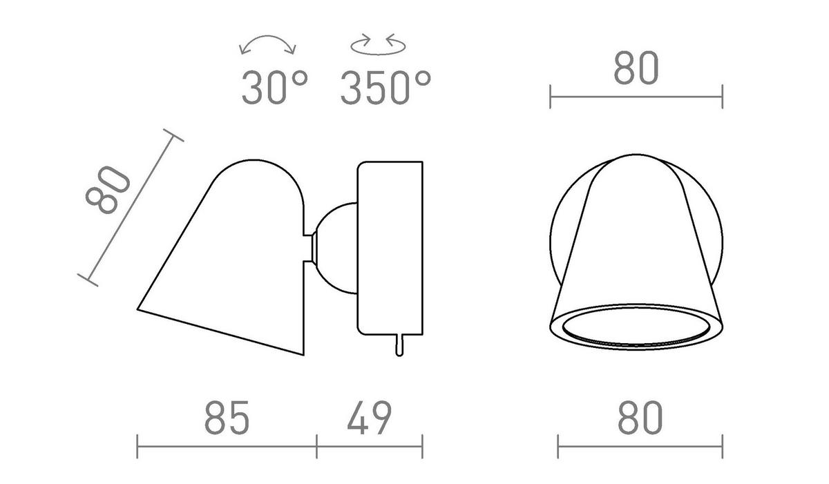 DECKENLEUCHTE STIG Schwarz 6 W - Schwarz, Metall (14/8/9cm) - Rendl
