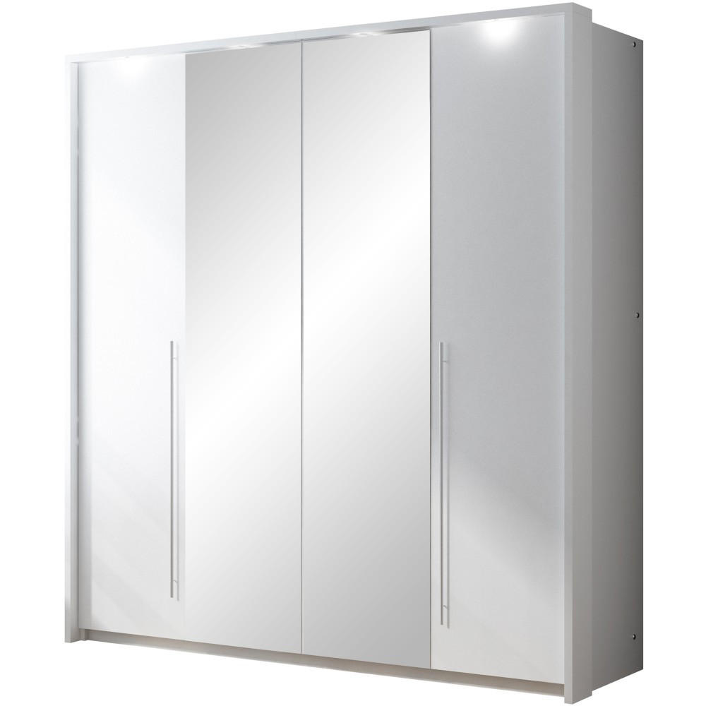 DREHTÜRENSCHRANK Bremco mit 2 Türen und Spiegel, Weiß, 210 cm - Weiß, Holzwerkstoff (210/219/65cm) - Beautysofa