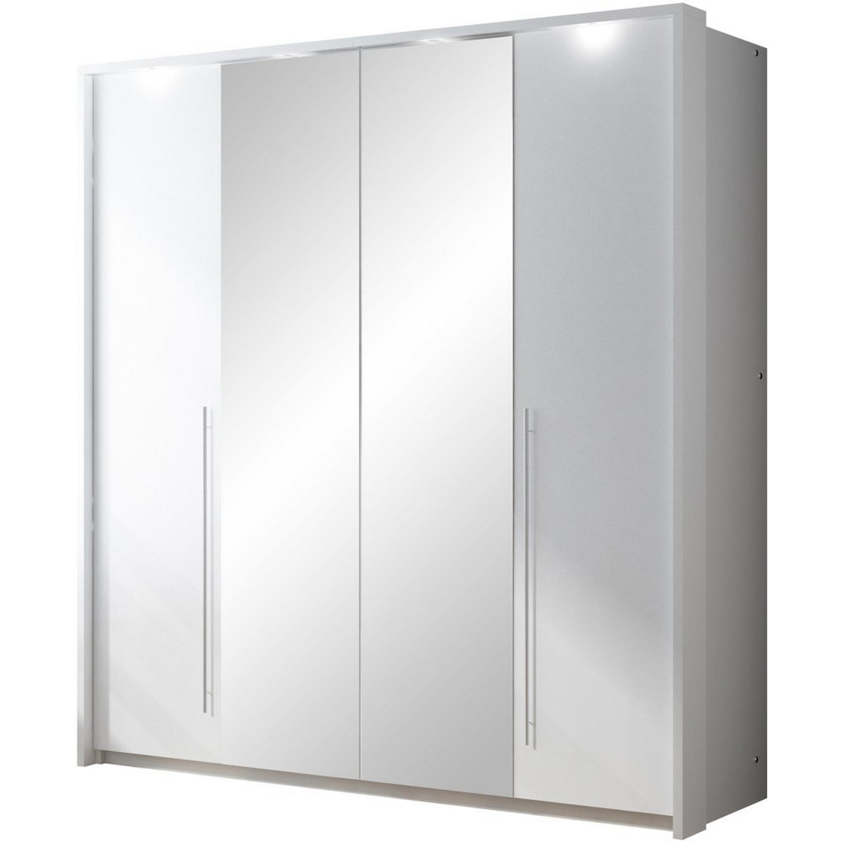 DREHTÜRENSCHRANK Bremco mit 2 Türen und Spiegel, Weiß, 210 cm - Weiß, Holzwerkstoff (210/219/65cm) - Beautysofa