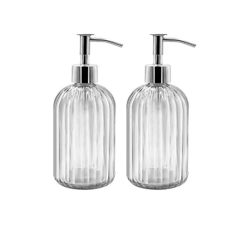 SEIFENSPENDER , 2er-Pack Seifenspenderflaschen mit Pumpe - Transparent, Glas (7.7/19/7.7cm) - BELZ