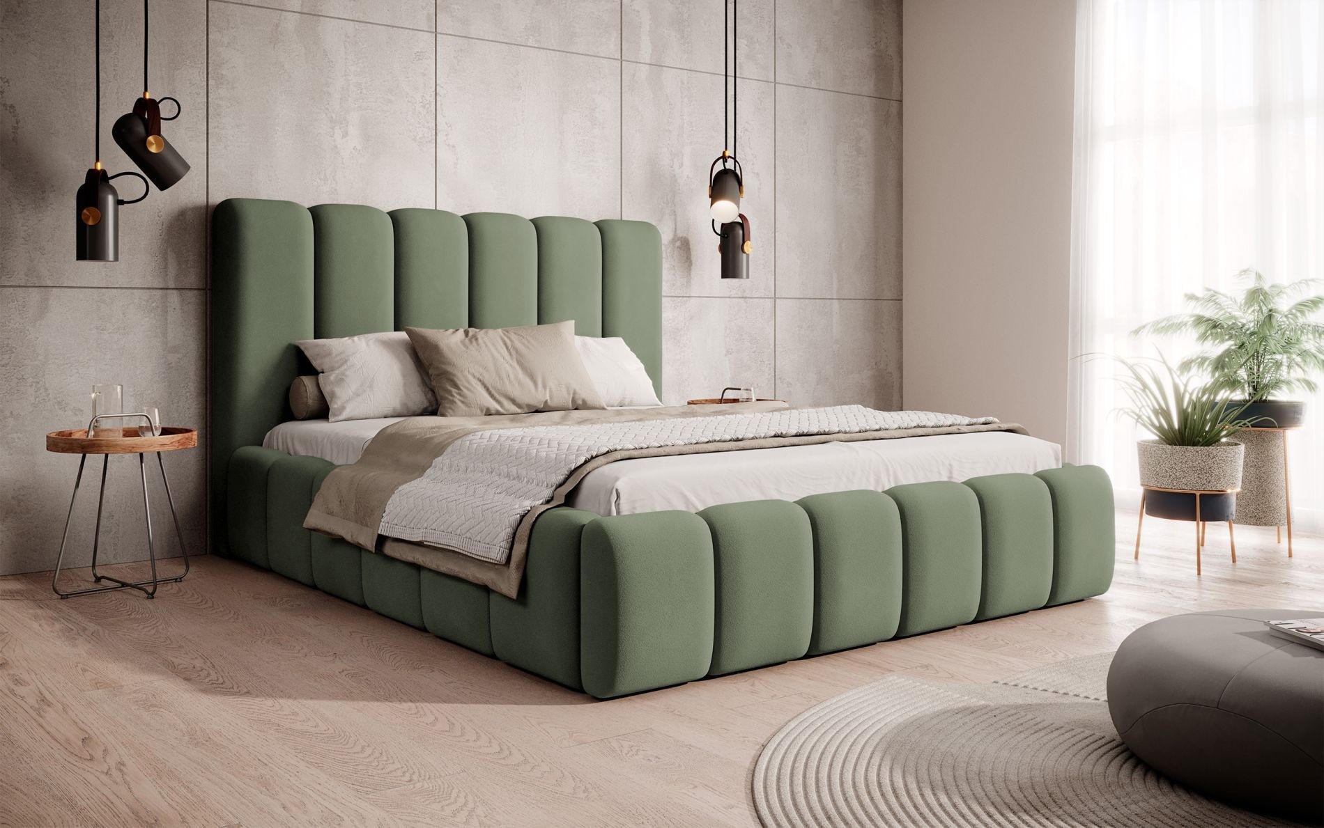 POLSTERBETT Biscottino Salbeigrün mit Samtbezug 180x200 cm - Silberfarben/Hellgrün, Textil (180/200cm) - Selsey