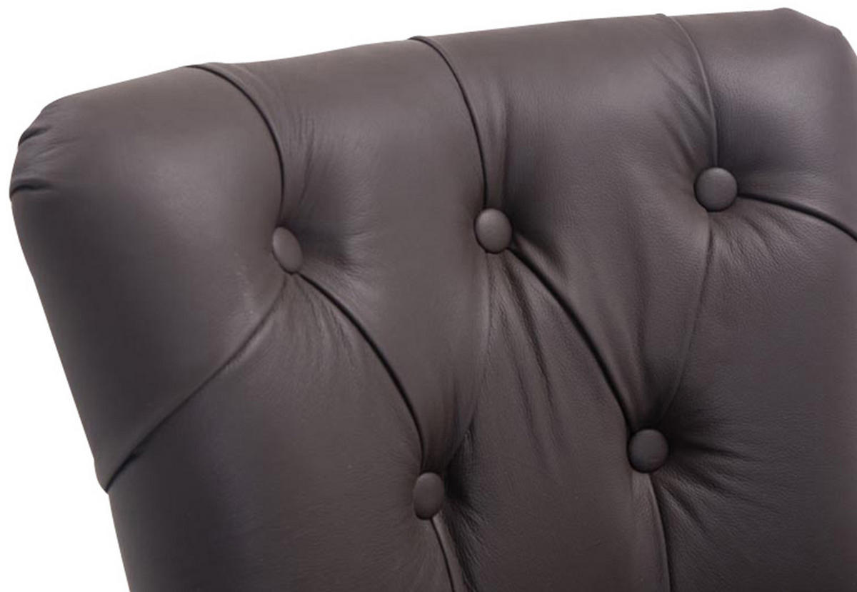 BARHOCKER Echtleder braun - Dunkelbraun/Braun, Leder/Holz (55/109/57cm) - CLP