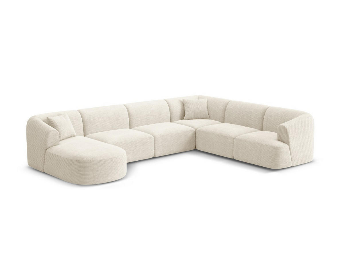 MODULARES-PANORAMASOFA rechts Campi aus Cord elfenbein 7 Sitzplätze - Ecru, Textil (255/70/330cm) - Cosmopolitan Design