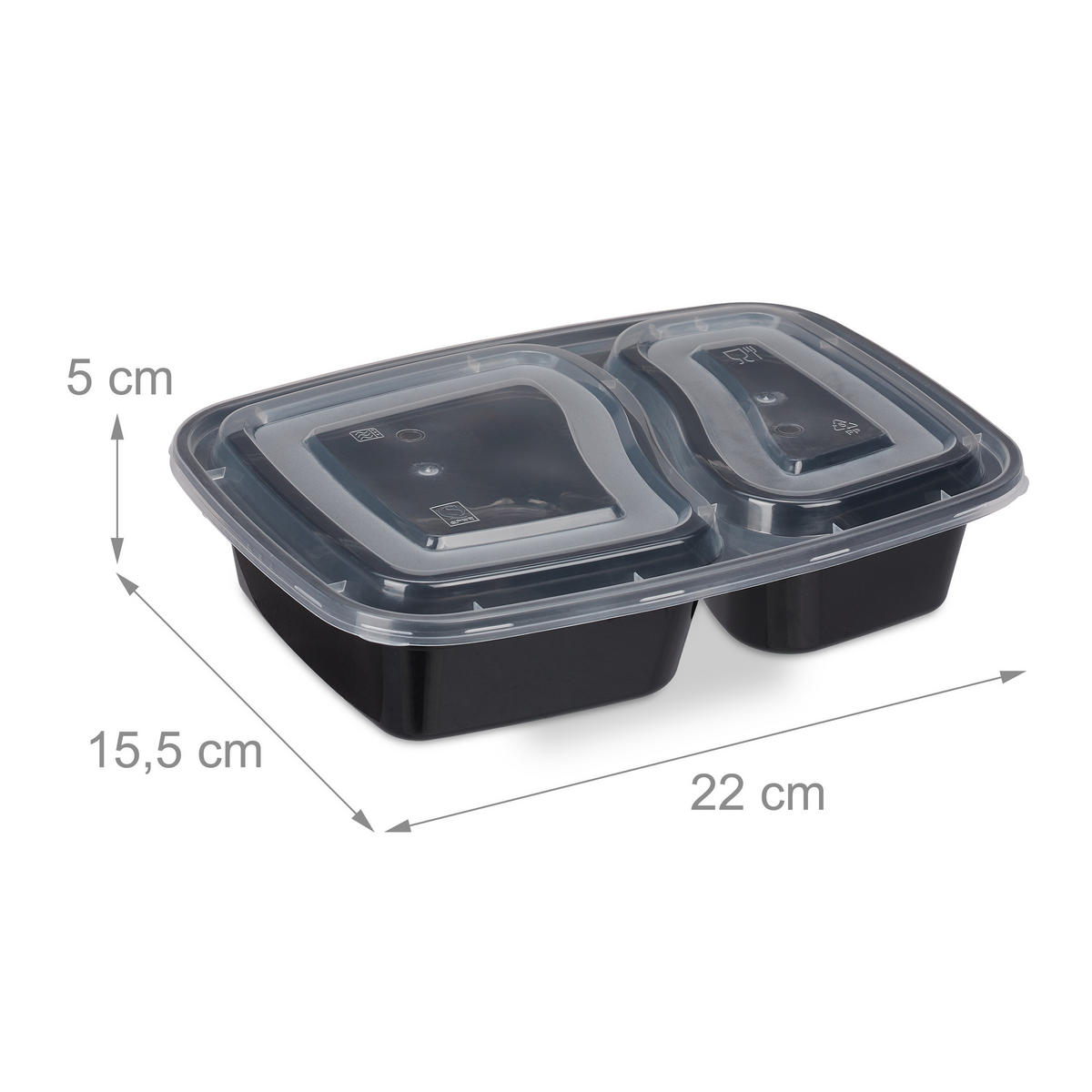 10XMEAL-PREP-BOXEN - Schwarz, Kunststoff - Relaxdays