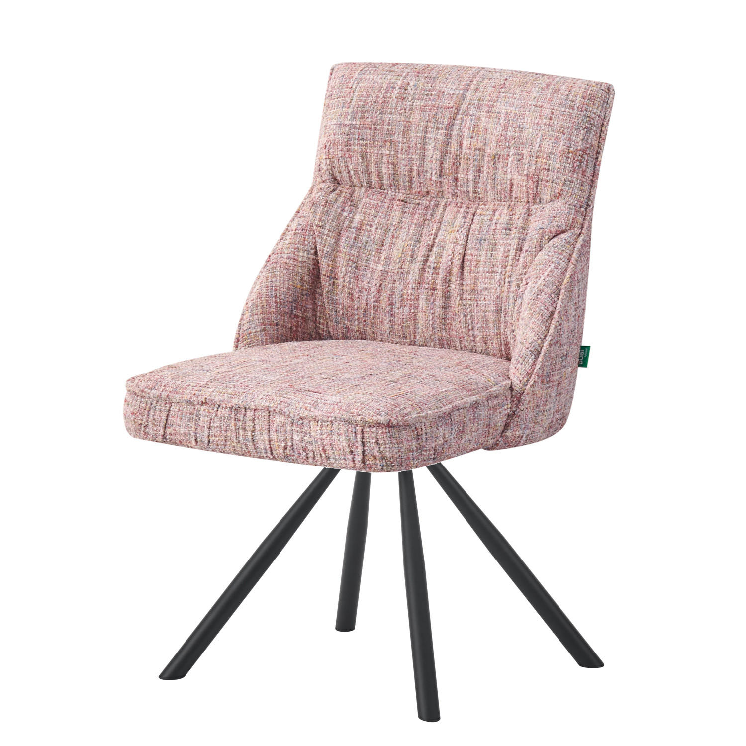 ESSZIMMERSTUHL SERINA 2er-Set - Hellrosa/Schwarz, Textil/Metall (49/83/62cm) - DUBI Möbel