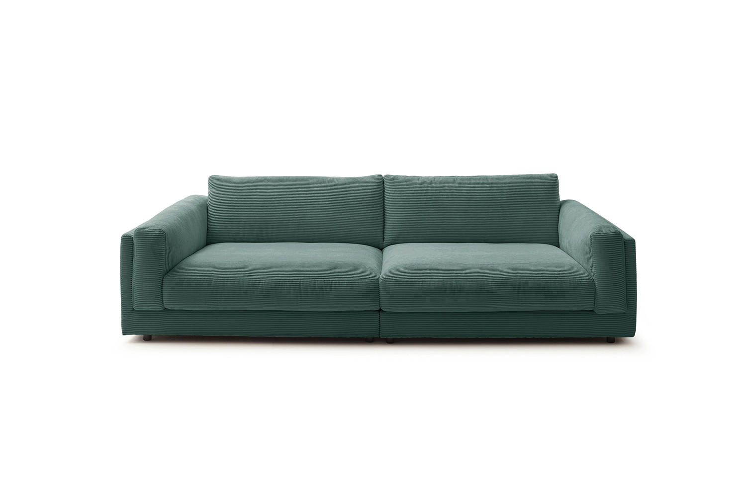 BIG SOFA RAINA Smaragdgrün Cord - Smaragdgrün/Schwarz, Kunststoff/Textil (294/85/150cm) - KAWOLA
