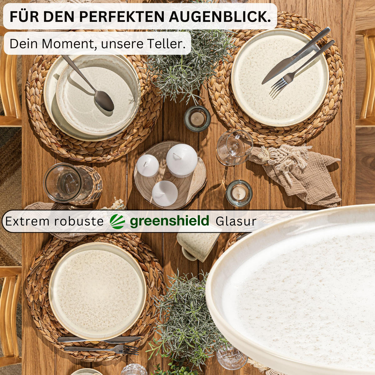 SPEISETELLER SET KEY WEST - 6 teilig aus Steingut - Creme, Stein (27cm) - Sänger